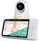 Babysense Prisma Baby Monitor with Camera and Audio, 5” HD Video Baby Monitor, 6-Color Night Light, Split Screen, Baby Sound Machine with White Noise & Lullabies, Secure No WiFi by TinyTreasures Baby Boutique