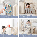 Toddler Outdoor Climber Playset with Basketball for Kids Ages 1 to 3 Years Slide and Swing Set 12 in 1 Playground Indoor Slide for Kids Durable Ecofriendly Plastic Backyard Playset White by TinyTreasures Baby Boutique