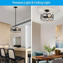 XINGQI White Chandelier 3-Light Modern Ceiling Light Rustic Wood Grain Adjustable Height Pendant Lighting Fixture 13" Round Metal Lamp for Dining Room Kitchen Bedroom Foyer Hallway
