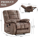 Massage Recliner Chair with Heat and Massage, Soft Fabric Ergonomic Manual Reclining Chairs, Heavy Duty Reclining Sofa Chair with Side Pockets for Living Room (Tan) by CozyNest Decor