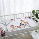 Personalized Baby Crib Bedding Set for Baby Girls, Rose Animal Pattern Custom Name 5-Pcs, Toddler Double Layer Blanket Fitted Sheets Changing Pad Cover Rug Wall Art Set by TinyTreasures Baby Boutique