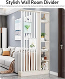 Wall Room Divider, Storage Cabinet Storage Display with Shelves, Modern Freestanding Wood Room Divider Screen, Wall Privacy Screens for Home Decorative (Beige+White,39.5" L x 9.5" W x 79.5" H) by CozyNest Decor