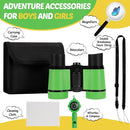 Binoculars for Kids, Kids Binoculars Toys for 3 4 5 6 7 8 Years Boys and Girls, Set with Magnifying Glass & Compass - Birthday Gifts Outdoor Toy for Kid Ages 3-8 Toddler Camping (Green) by TinyTreasures Baby Boutique