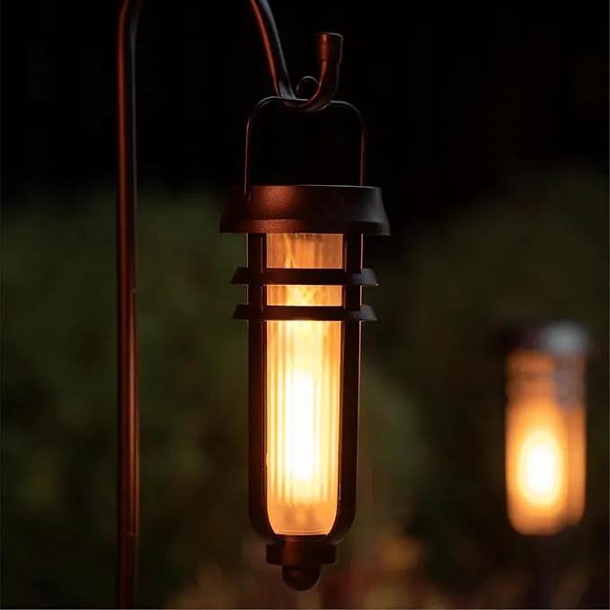 Metal Solar Torch - Adjustable Height (24" - 50"), Outdoor Lights with Flickering Flame, Waterproof Solar Powered Lights, Flame Torches for Patio, Pathway, Yard Decor, Matte Black (1-Pack), photo 5 of 7