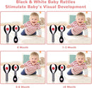 XIXILAND Baby Rattles 0-6 Months Newborn Toys Infant Toys 0-6 Months Rattles for Babies 0-6 Months Baby Toys 0-6 Months, Black and White High Contrast Baby Toys Dumbbell Toy for 0 3 6 9 12 Months by TinyTreasures Baby Boutique