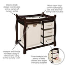 Badger Basket Sleigh-Style Baby Changing Table - Diaper Changing Station with 3 Storage Baskets - Nursery Organizer with Hamper, Changing Pad, Safety Rails - Espresso by TinyTreasures Baby Boutique