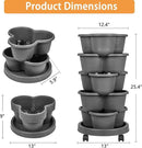 VECELO 5 Tier Vertical Garden Planter, Self Watering Stackable Planters with Wheels for Strawberries, Herbs, Flowers, Vegetables, Dark Gray by GreenHaven Gardens