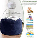 HIGOGOGO Round Stuffed Pouf Ottoman, Corduroy Poufs with Foam Chunk Filling, Furry and Fluffy Pouf Foot Stool Storage Ottoman, 26 X 18 Floor Poufs Foot Rest for Living Room, Navy by CozyNest Decor