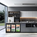 Tylza Back Bar Cooler With 3 Glass Doors, 312L Under Counter Back Bar Refrigerator with LED Lighting, Safety Locks, Counter Height Bar Beverage Cooler for Beer, Soda Drinks, Wine, Black by CozyNest Decor