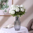 Duovlo Springs Flowers Artificial Silk Peony Bouquets Wedding Home Decoration,Pack of 1 (Spring White) by CozyNest Decor