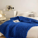 Chunky Knit Blanket Throw 40"x40", Chenille Throw Blankets, Handmade Warm & Cozy Blanket Couch Bed Home Decor, Soft Breathable Fleece Banket, Christmas for Couch Bed Sofa Best Gift (Navy Blue) by CozyNest Decor