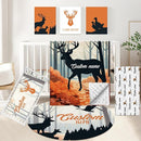 Personalized Baby Crib Bedding Set, 5 Pcs Custom Baby Crib Set with Name, Soft Flannel Deer Crib Bedding Set for Boys, Double Layer Nursery Bedding Set, Toddler Infant Bedding Set Parents Gift by TinyTreasures Baby Boutique