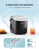 EUHOMY Countertop Ice Maker Machine with Handle, 26lbs in 24Hrs, 9 Ice Cubes Ready in 6 Mins, Auto-Cleaning Portable Ice Maker with Basket and Scoop, for Home/Kitchen/Camping/RV. (Black) by CozyNest Decor