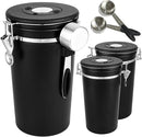 malmo Coffee Canister Set of 3, Airtight Coffee Container with Date Tracker Lid, Stainless Steel Canister for Kitchen Food Storage (Black, 180oz) by CozyNest Decor