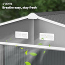 Outsunny 11' x 9' Outdoor Storage Shed, Garden Tool Metal Shed with Foundation Kit, Double Lockable Door, Air Vents and Sloping Roof, for Backyard, Patio, Lawn, Gray by GreenHaven Gardens