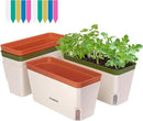 VIVOSUN Self-Watering Planters, 4-Pack 10.5 Inch Compact Rectangular Window Herb Planter Box with 10 PCS Plant Labels, Plant Container for Basil, Flowers, Succulents, Indoor & Outdoor by GreenHaven Gardens