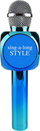 Sing-Along Bling Bluetooth Karaoke Microphone and Bluetooth Stereo Speaker All-in-One (Blue Metallic) by TinyTreasures Baby Boutique