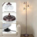Brown Tree Floor Lamps for Living Room 66.5'' Standing Lamp with 3 Rotatable Lights Glass Shade Modern Lamp for Living Room Bedroom Office(3LED Bulbs Included) by CozyNest Decor