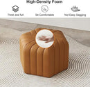 homary 18.5" Hexagonal Pouf Ottoman Upholstered, Velvet Footrest Rest Stools Modern Sofa Footrest Entryway Shoe Changing Stool, Low Coffee Table Footstool for Living Room/Bedroom/Entrway-Brown by CozyNest Decor