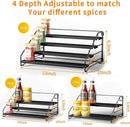 RCHYFEED Spice Rack Organizer for Cabinet Pantry,4 Tier Spice Rack Countertop,Tierd Spice Organization Easy Visibility, Depth Adjustable Seasoning Organizer for Cabinet (Black, 2Pack) by CozyNest Decor