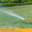 FANHAO Heavy Duty Pulsating Impact Lawn Sprinkler with Metal Base, 100% Metal Adjustable Circular Zinc Impulse Sprinkler for Yard Lawn, 360 Degree Large Area Coverage, Covers Up to 5800 sq. ft by GreenHaven Gardens