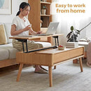 100% Solid Wood Lift Top Coffee Table for Living Room, Mid Century Modern Tables with Drawers and Large Storage, Oak Coffee Tables for Small Spaces (Oak Wood Log, 39.37" W x 21.65" D x 25.59" H) by CozyNest Decor