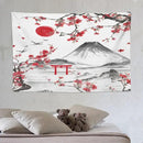 Red Cherry Blossoms Tapestry, Japanese Fuji Mountain Tapestry, Asian Japanese Wall Tapestry, Nature Landscape Tapestries for Bedroom Living Room Decor 90"x60" by CozyNest Decor