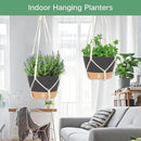 QCQHDU 2 Pack Hanging Planters for Indoor Plants, Outdoor Hanging Baskets, Self Watering Pots with Drainage Holes & Removable Tray (Dark Grey, 10 inch, Macrame Hanger) by GreenHaven Gardens