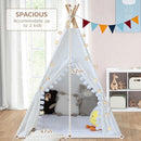 Teepee Tent for Kids with Padded Mat Cotton Canvas Kids Teepee with Pompom for Toddlers Indoor Play Tent for Girls Boys with Stars Lights, Carry Bag, Banner Flag (Snowman) by TinyTreasures Baby Boutique