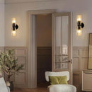 Black Crystal Wall Sconces Set of Two, Wall Sconce Set of 2, Black Sconces Wall Lighting with K9 Crystal Lampshade, Wall Lights for Bedroom Living Room Bathroom Hallway by CozyNest Decor