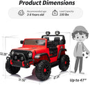 2 Seater Ride on Car Truck, 12V Kids Electric Ride on Toy for Big Kids Age 3-8 w/Remote Control- Red by TinyTreasures Baby Boutique