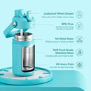 Kids Insualated Water Bottle with Straw - 12oz Stainless Steel Water Bottle with Dual Spouts, Leak-Proof, BPA-Free, Double Wall Vacuum Keeps Cold for 24 Hours for Sports, Travel (Aquamarine Blue) by CozyNest Decor
