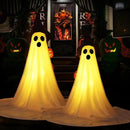 2 Packs Halloween Ghost Outdoor Decorations, 59” Light Up Ghost Decor with Remote Control, Adjustable Height Standing Halloween Lighted Ghost Kit with Witch Hat Ideal for Porch, Garden, Yard by CozyNest Decor