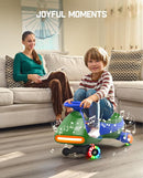 FanttikRide 6V N7 Classic Electric Wiggle Car with Pedal, Rechargeable Battery, Ride on Toys, Swing Car, 2 Speeds, Anti-Rollover, Flashing Light Wheels, Bluetooth, for Ages 3 and Up, 150 Lbs, Green by TinyTreasures Baby Boutique