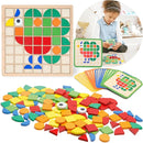 Montessori Tangram Educational, Geometric Shapes Puzzle Toys with 120Pcs Wooden Puzzle Blocks and 20Pcs Cards, Colorful Pattern Montessori Children's Educational Gifts for Kids Ages 3 and Up by TinyTreasures Baby Boutique