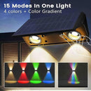 Fence Lights Solar Powered, 6-Pack Solar Fence Lights Up/Down Flexible Buttons, IP67 Waterproof for Outdoor, 120LM Bright, Auto Dusk to Dawn for Wall/Stairs/Yard/Railing/Deck/Pathway (White & RGB) by GreenHaven Gardens