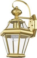 Livex Lighting 2161-02 Outdoor Wall Lantern with Clear Beveled Glass Shades, Polished Brass by GreenHaven Gardens