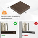 Square Floating Shelves for Wall, 8" W x 8" D x 1.2" H, Small Wooden Wall Mounted Display Shelves with Invisible Brackets for Living Room, Bedroom, Bathroom, Kitchen Decor, Set of 4, Walnut by CozyNest Decor