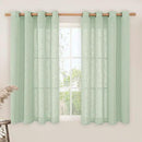 LAMIT Fresh Green Linen Curtains 54 Inch Length 2 Panels, Light Filtering Semi Sheer Panels Bronze Grommet Neutral Drapes for Kitchen/Window/Bedroom, 52 x 54 Inch by CozyNest Decor