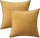 MIULEE Pack of 2 Couch Throw Pillow Covers 18x18 Inch Gold Farmhouse Decorative Pillow Covers with Stitched Edge Soft Chenille Solid Dyed Fall Pillow Covers for Sofa Bed Living Room by CozyNest Decor