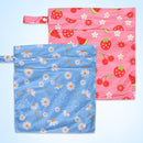 2pcs Cloth Diaper Wet Dry Bags, Waterproof Reusable Wet Bag with 2 Zipper Pockets & Handle, Washable Laundry Bags for Baby Adult Clothes Travel Beach Pool Daycare Yoga Gym Exercise Swimsuits, by TinyTreasures Baby Boutique
