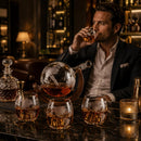 Etched World Decanter Whiskey Globe