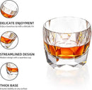 KAMMAK Crystal Whiskey Glasses Set of 2, 7.1oz Old Fashioned Glasses Stemless, Hand Blown White Cocktail Glasses, Luxury Handcrafted Cut Ice Ball Cup for Women, Perfect Men Gift for Bourbon by CozyNest Decor