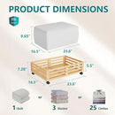 Bamboo Under Bed Storage Containers- Underbed Organizer with Wheels with Large Dust Bag,Sturdy Wood Rolling Under the Bed Shoe Storage Organizer Drawer 2 Packs (Nature, Small) by CozyNest Decor