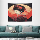 Japanese Woman Geisha Tapestry Asian Cherry Blossom Red Sun Traditional Kimono Folk Tapestries Home Decor for Living Room Bedroom Apartment Farmhouse Dorm 40"x30" by CozyNest Decor