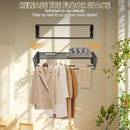 XL-31.5'' Wall Mounted Clothes Drying Rack, 130 lbs Large Capacity Rustproof Retractable Collapsible Drying Rack Easy Install with 7 Drying Rods, Space Saving Towel Clothes Rack for Laundry-Black by CozyNest Decor