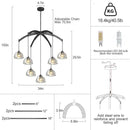Modern Crystal Chandeliers, Black Round Chandelier for Dining Room, Large Arc Chandelies for Living Room, 7-Light Dining Room Light Fixture 34" Pendant Light Chandelier for Staircase Bedroom by CozyNest Decor