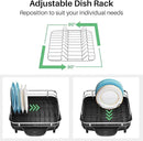 Dish Drying Rack, Expandable Dish Rack for Kitchen Counter, Stainless Steel Dish Drainer with Drainboard Set and Utensil Holder (Black) by CozyNest Decor