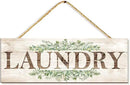 Laundry Sign Wall Decor, Kitchen Wall Art with Plant Print, Rustic Farmhouse Wall Hanging Plaque Home Kitchen Decorative (Laundry), 4.7 x 13.7 inches by CozyNest Decor