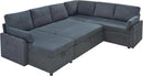 VanAcc Pull Out Sofa, 112 Inch Oversized U Shape Sleeper Sofa Couch with Storage Chaise & 3 Seater, Comfy Couch with Pull Out Bed for Living Room, Grey Linen by CozyNest Decor